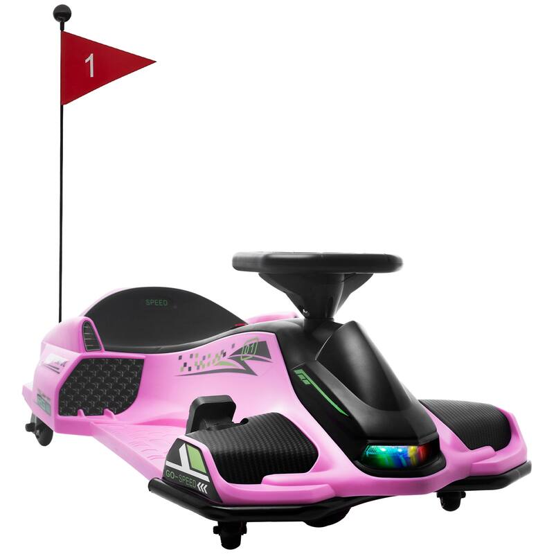 Aosom 12V Electric Go Kart, 5 MPH Drifting Car Battery Powered Ride on Toy Outdoor with Slow Start, Music, Colorful Lights