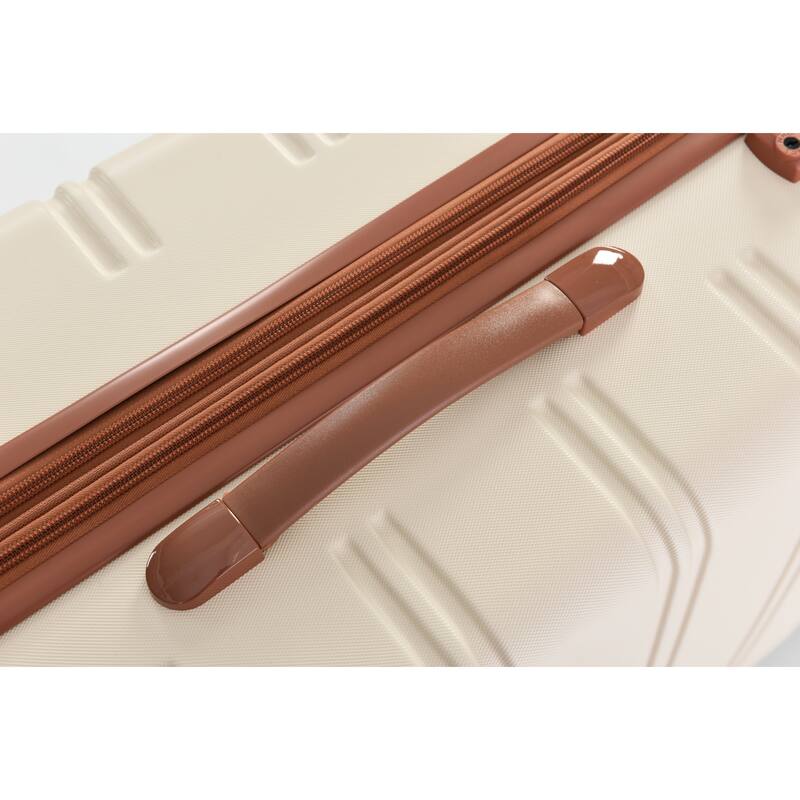 2-Piece Modern Luggage Sets, Hard-Shell Luggage with 360° Swivel Spinner and TSA Lock, for Boarding Travel, Brown+White