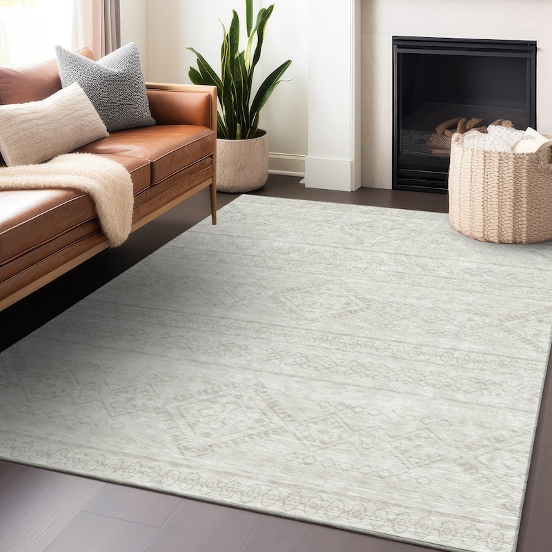 Machine Washable Indoor/ Outdoor Chantille Moroccan Boho Rug