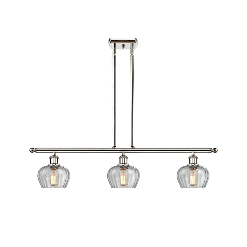 Innovations Lighting Fenton 3 Light 36" Wide Linear Chandelier - Polished Nickel / Clear