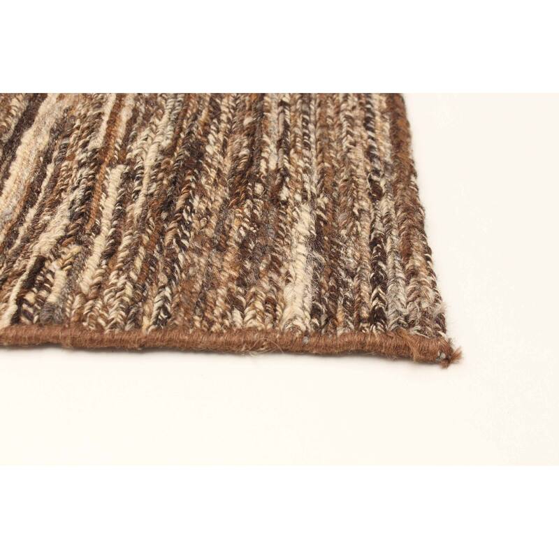 ECARPETGALLERY Flat-Weave Natural Brown Wool Tapestry Kilim - 2'7 x 9'2