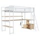 preview thumbnail 7 of 28, Metal Loft Bed Twin Size Bed Frame with Long Desk and Several Storage Shelves Under the Bed, Controllable LED & Charging Station
