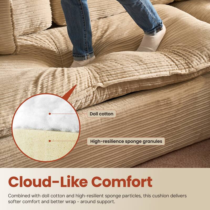 OVIOS L-Shaped Sofa with Dual-Tone Stripe Fabric​