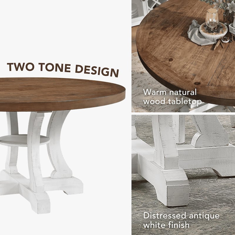 Furniture of America Sylmer Farmhouse 54-inch Wood Round Dining Table
