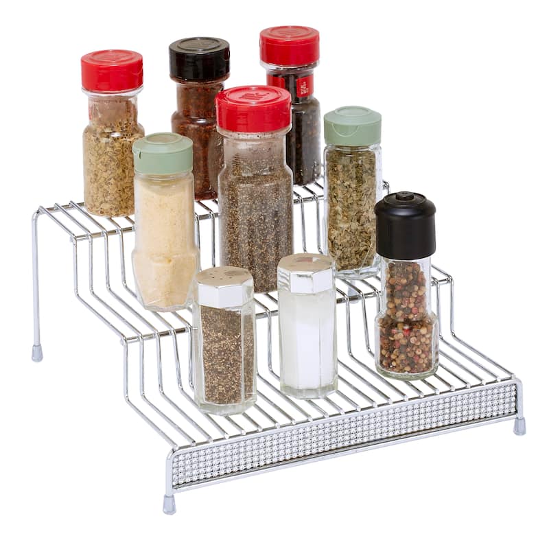 Kitchen Details 3 Tier Spice Rack Shelf Organizer in Pave Diamond Design - 10.24" x 9.65" x 4.33"