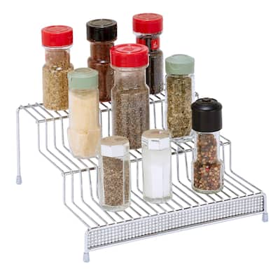 Kitchen Details 3 Tier Spice Rack Shelf Organizer in Pave Diamond Design - 10.24" x 9.65" x 4.33"