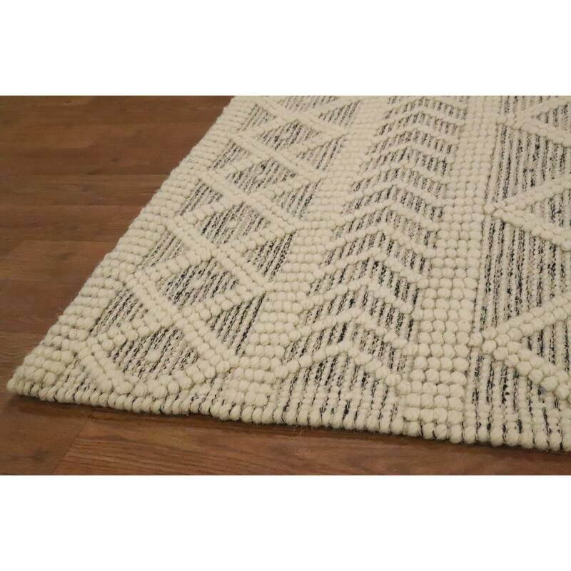 Hand Knotted Oriental 100% Wool Carpet Modern Geometric Beige & Ivories Modern Gotti Design Area Rug - 7' 4'' X 4' 10''