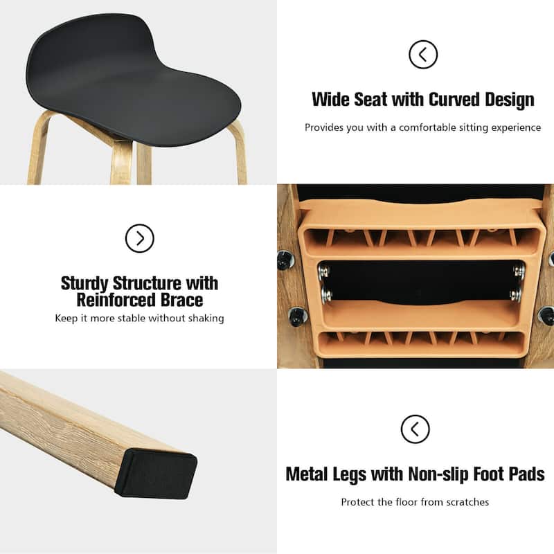 Gymax Modern Set of 4 Barstools 30inch Pub Chairs w/Low Back & Metal - See Details