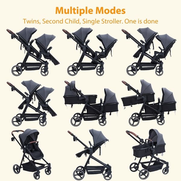 double bassinet stroller Grasshopper 8-in-1 Single to Double Stroller Canyon