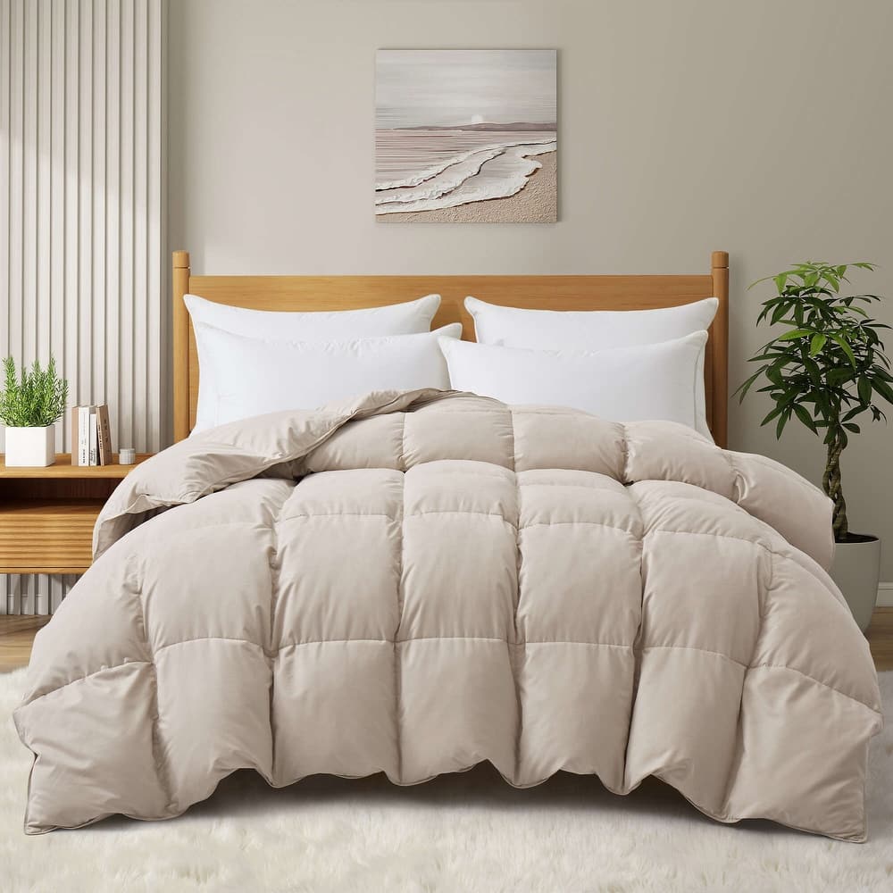 Medium Warmth All Season 600 Fill Power White Goose Feather Down Comforter Duvet Insert