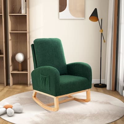 Rocking Chair with High Back and Side Pocket