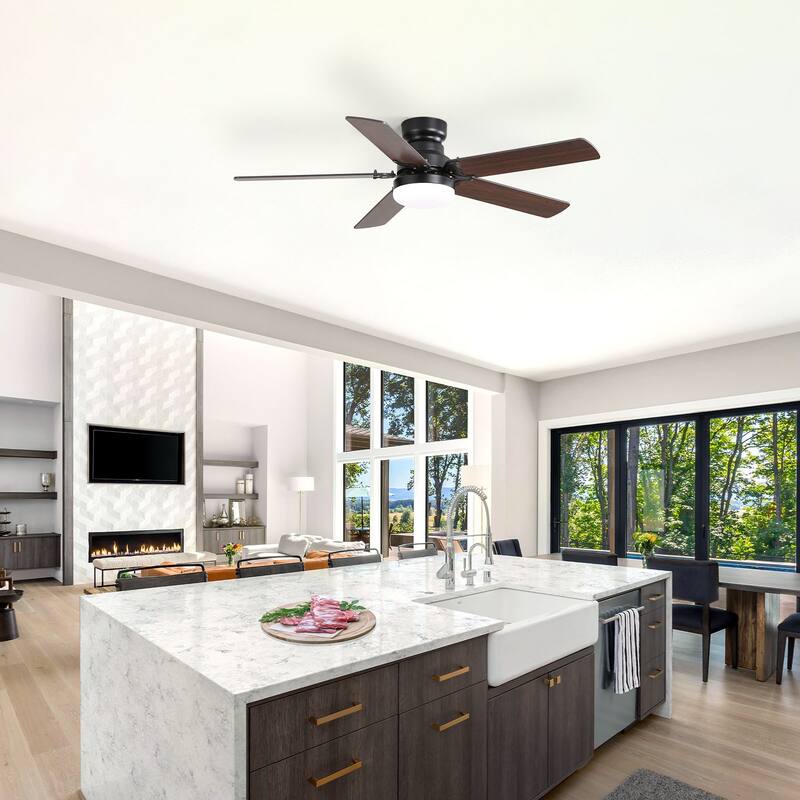 Sofucor 42 Inch Low Profile Ceiling Fan with Light and Remote Control,for Bedroom Living Room Kitchen Patio,Quiet DC Motor