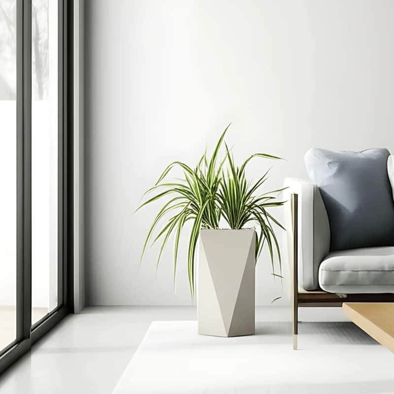 Aloe Fiberstone & MGO Clay Tapered Square Tall Planter Plant Pot, Indoor/Outdoor with Drainage Holes for Yard Porch Decor