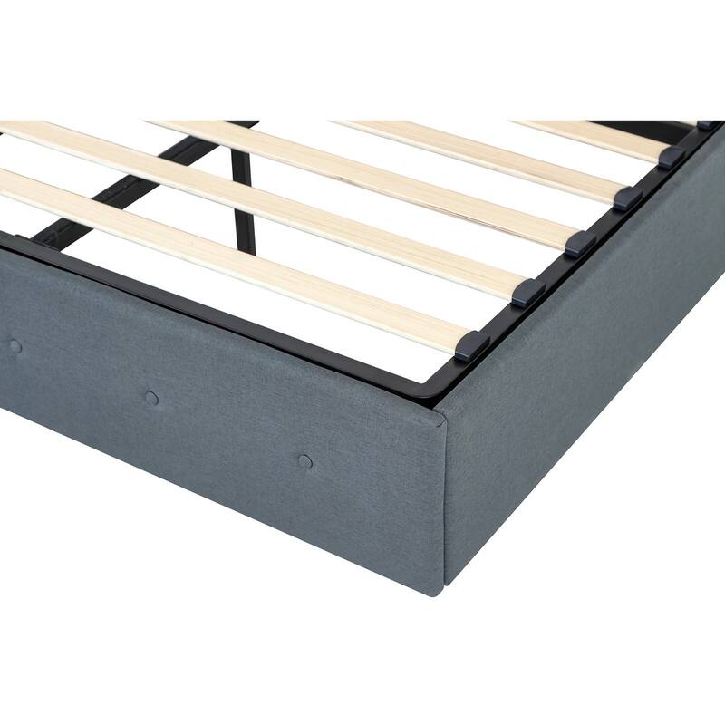 Modern Wingback Platform Bed with Gas Lift Storage