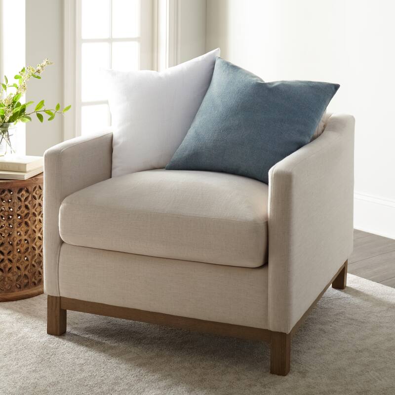 Washed and Distressed Cotton Decor Throw Pillow in Stone Washed