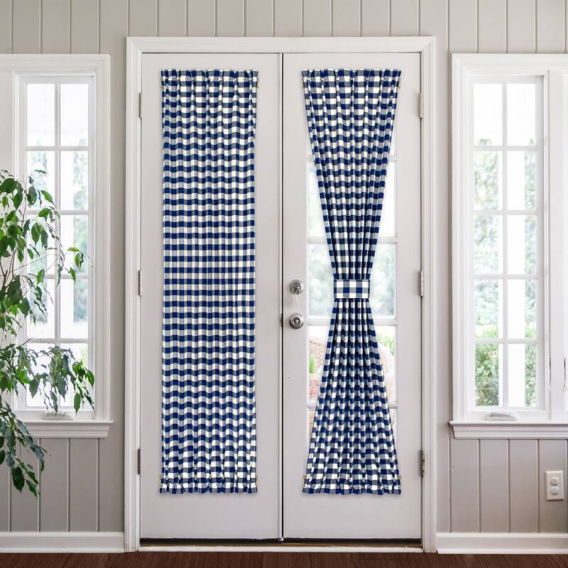 Buffalo Check Rod Pocket Door Panel and Tieback - 25x72 - Navy