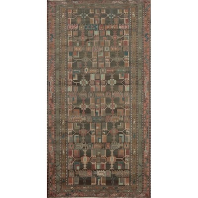Hand Knotted Oriental 100% Wool Carpet Traditional Tribal Greys & Charcoal Ardebil Area Rug - 8' 11'' X 4' 8''