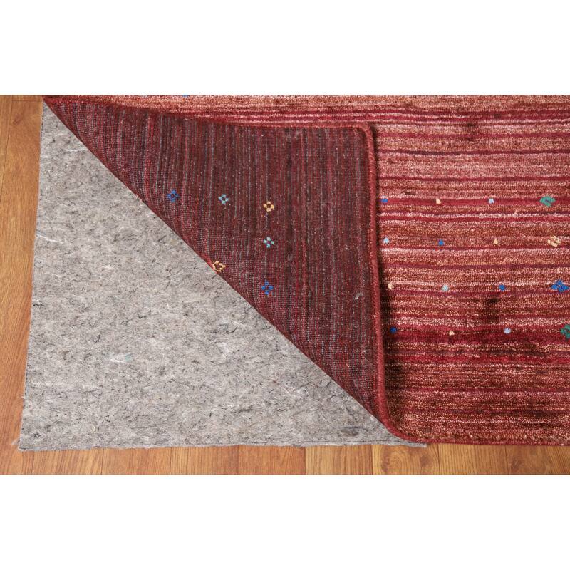 Hand Knotted Oriental Viscose Silk Carpet Tribal Animal Pictorial Red Gabbeh Area Rug - 10' 0'' X 8' 1''