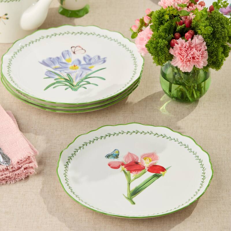 Certified International Mirabella 10.5" Dinner Plates, Set of 4 Assorted Designs - 10.50"L x 10.50"W x 1.00"H