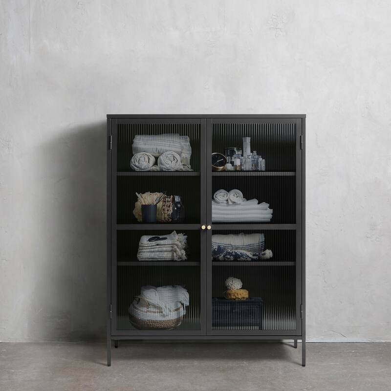 Rye Studio Brianne Modern Metal & Glass 55" Display Cabinet