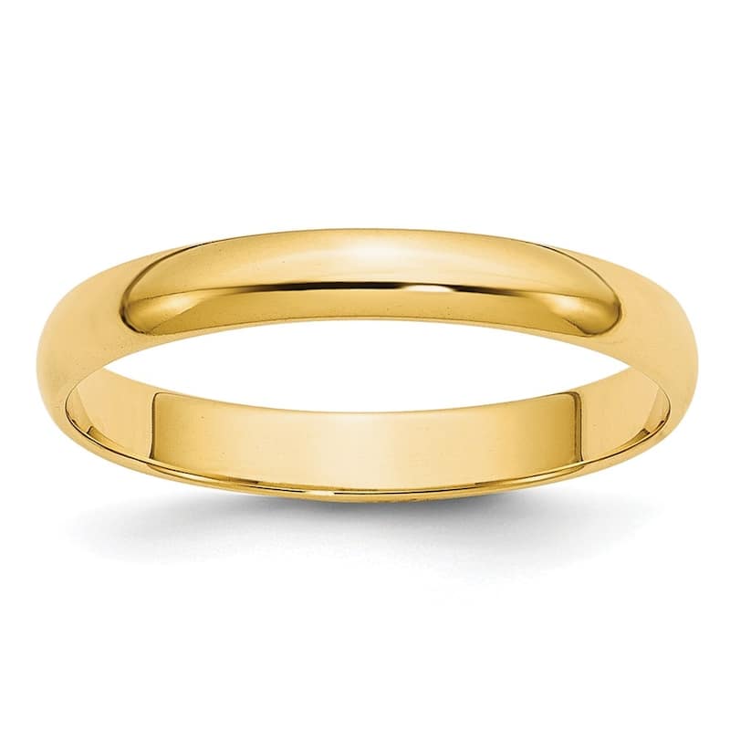Amanda Rose Collection Women's Solid 14K Gold 3mm Traditional Classic Plain Wedding Band - Yellow - 6