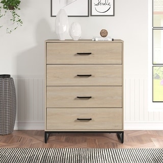 Industrial 4 Drawer Dresser, Bedroom, Beige Oak - none - Bed Bath & Beyond  - 38000095
