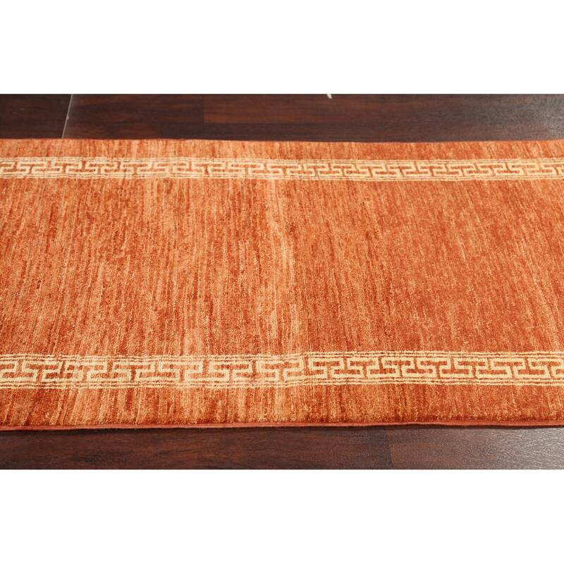 Orange Gabbeh Kashkoli Oriental Runner Rug Wool Hand-knotted Carpet - 2'8" x 9'4"