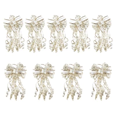 Glitzhome Set of 9 32"L Christmas Snowflake Ribbon Bow Ornament Tree Topper Decor
