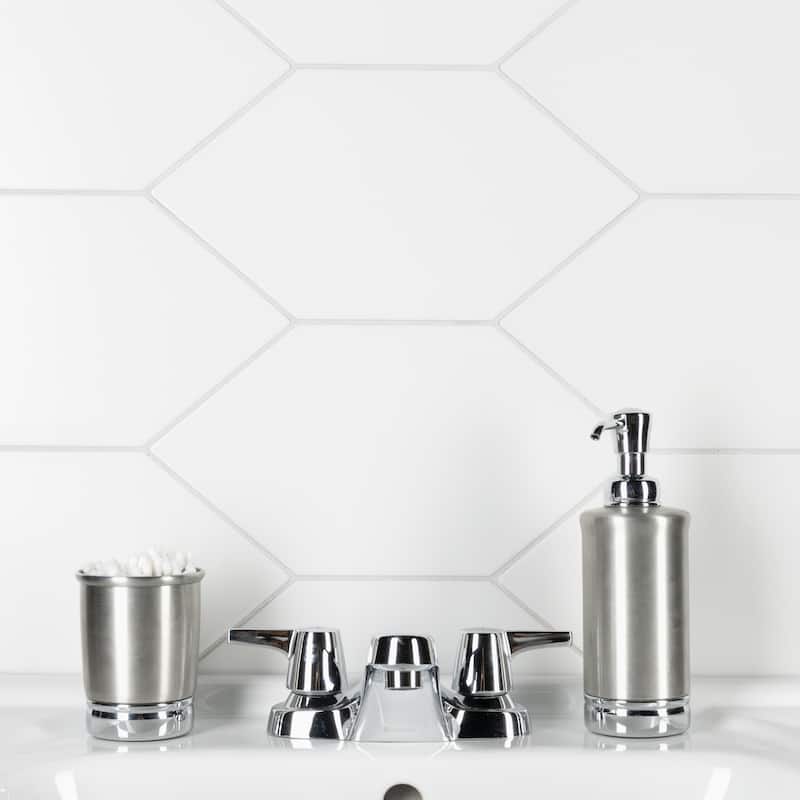 Merola Tile Textile Basic Kayak White 6-1/2" x 12-1/2" Porcelain Floor and Wall Tile