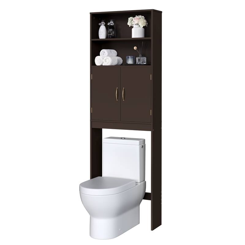 Yaheetech 2-Shelf Bathroom Organizer Over The Toilet,Double Doors - Espresso