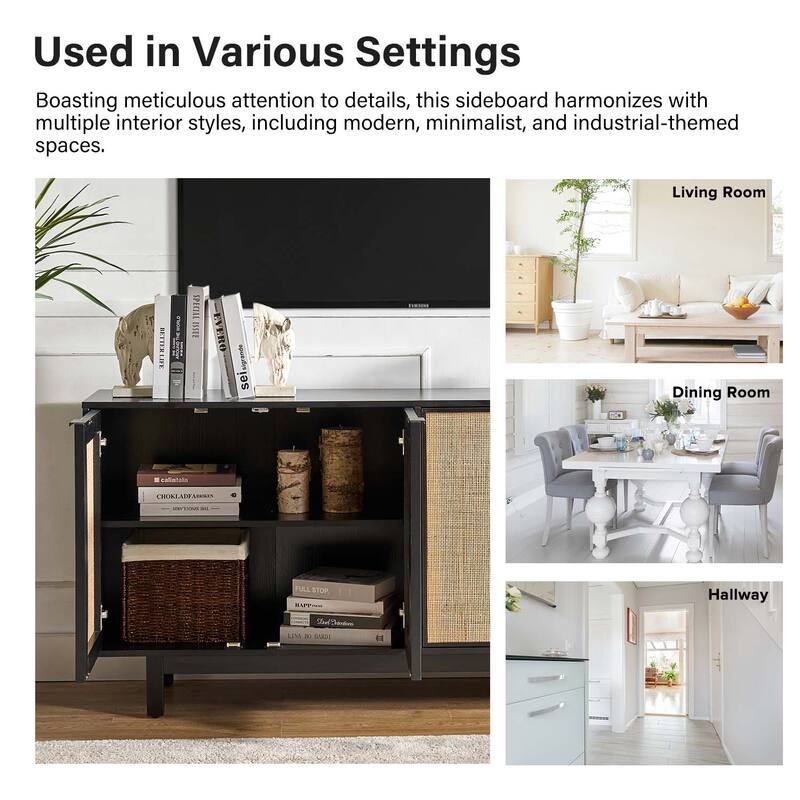 Heinz 63"Wide Contemporary Storage Sideboard with Adjustable Shelves by HULALA HOME