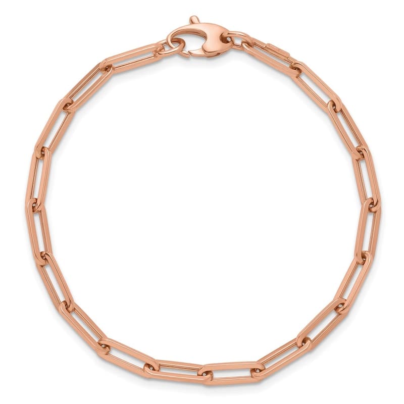 Curata 14k Yellow, White or Rose Gold 7.5" Italian 4mm Paperclip Bracelet (Europe Lock) - Rose