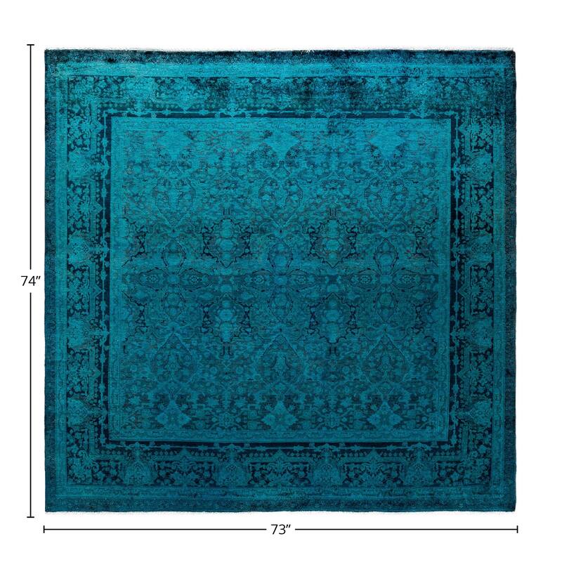 Fine Vibrance, One-of-a-Kind Hand-Knotted Area Rug - Blue, 6' 1" x 6' 2" - 6' 1" x 6' 2"
