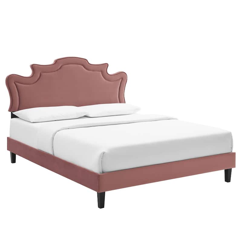 Neena Performance Velvet King Bed - Dusty Rose