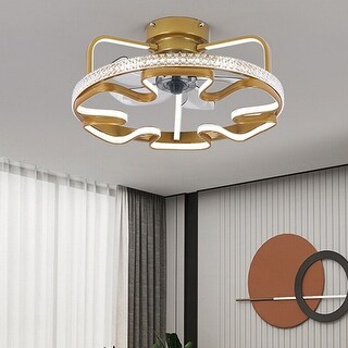 18 Inch Enclosed Gold Bladeless 3 Light Color Glam Ceiling Fan - Bed ...