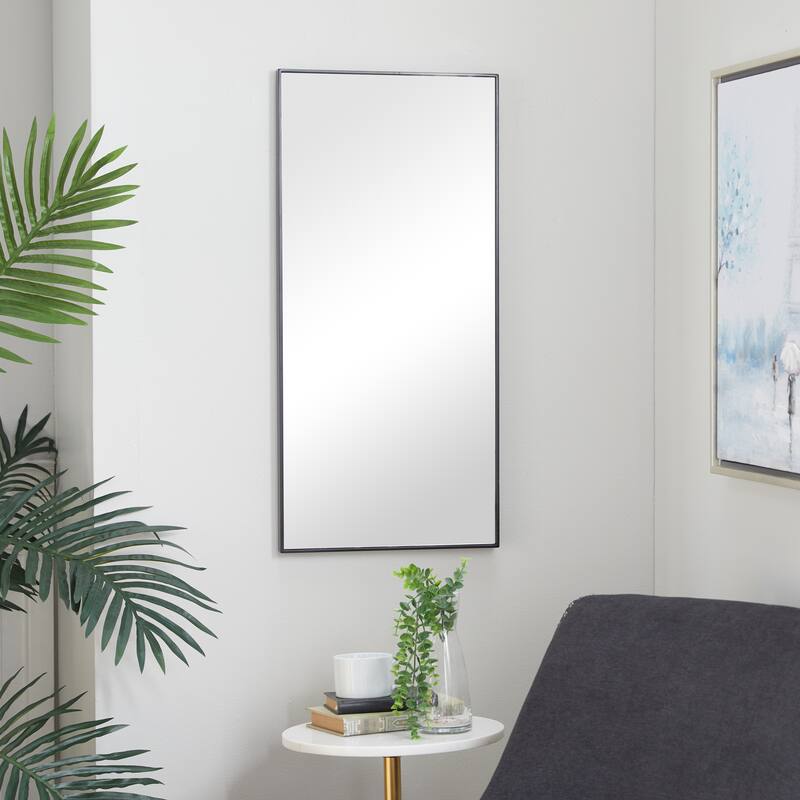 Contemporary Rectangular Wall Mirror - Multiple Finishes and Sizes - 14"W, 30"H - Black -Medium