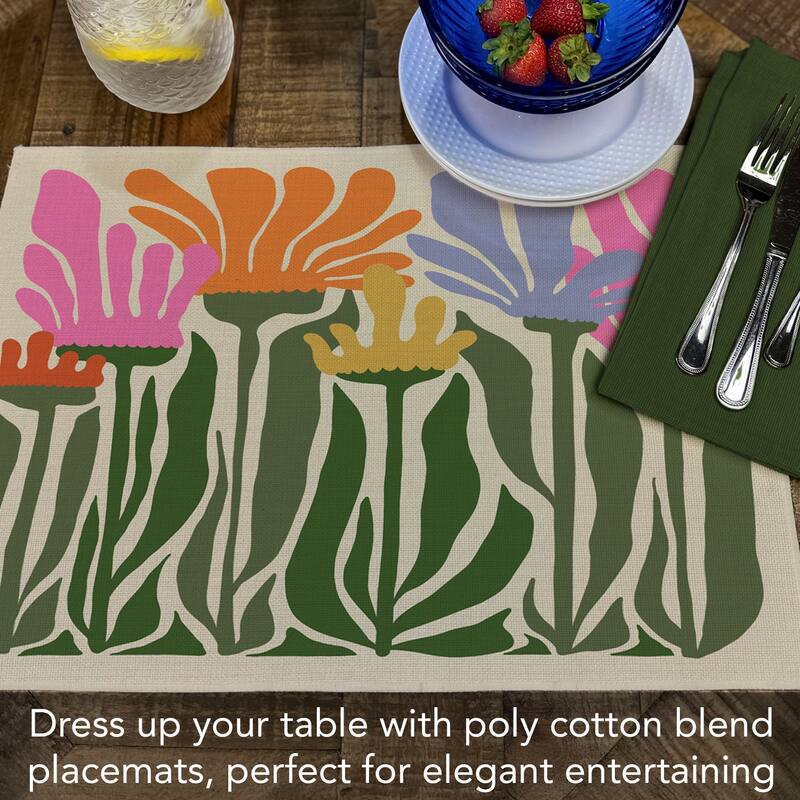 Matisse Garden 4-Pack Poly-Cotton Blend Placemats Manufactured in The USA Machine Washable Dryer Safe