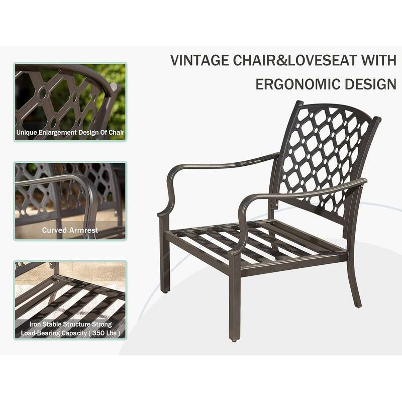 Outdoor 7 pcs Patio Dining Set, Metal Dining Table, Swivel and Dining Chairs Conversation Set with Removable Navy Blue C