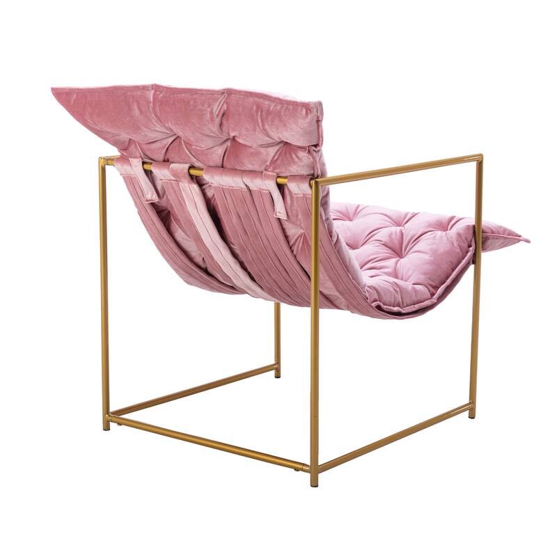 Italy shine velvet Upholstered Tufted Armchair With Golden Legs
