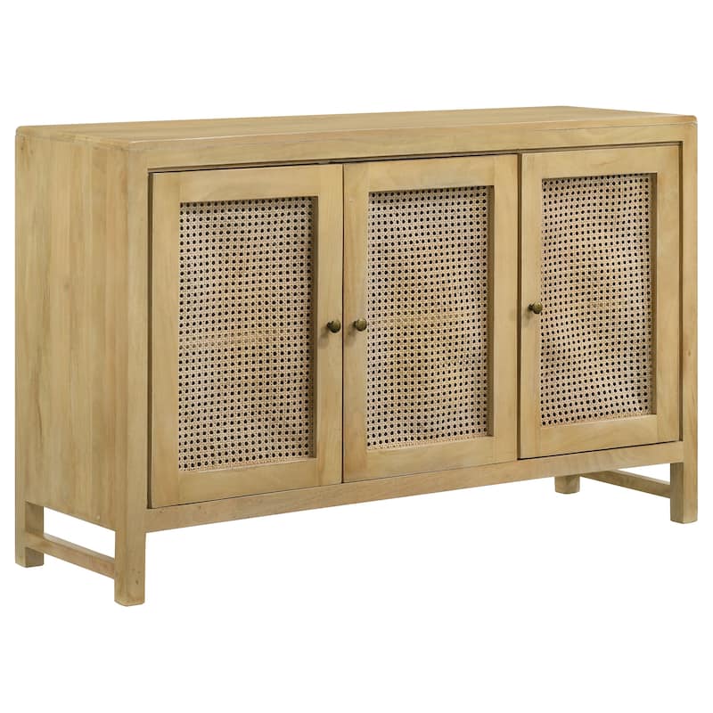 Zamora Wood Accent Cabinet with Woven Cane Natural