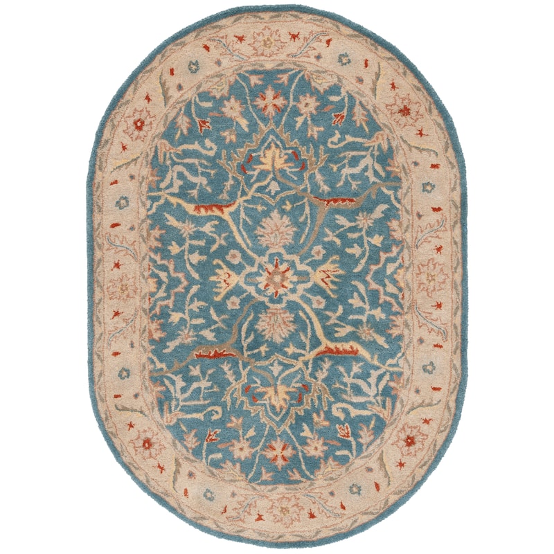 SAFAVIEH Handmade Antiquity Loana Traditional Oriental Wool Rug - 4'6" x 6'6" Oval - Blue