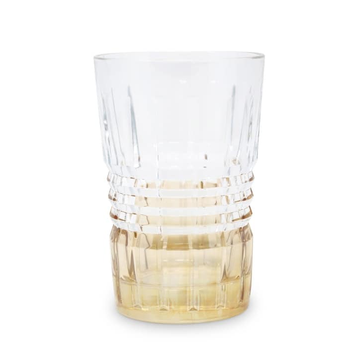 Liscio Ottico - Elegant Set of 6 Glass Glasses with Amber Shade on Bottom