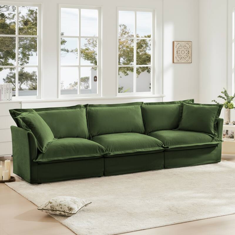 Modern Sectional Sofa Chenille Upholstered Modular Couch with Pillows