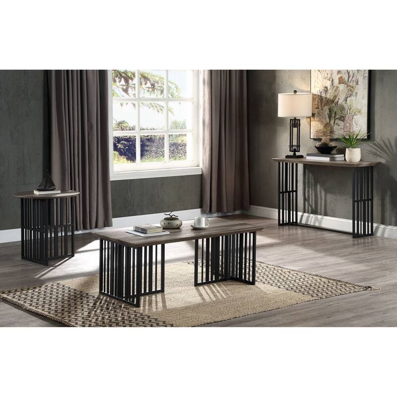 Zudora Coffee Table, Antique Oak & Black Finish