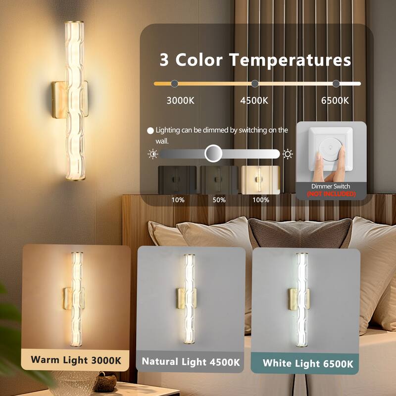 19.7" Gold Bathroom Wall Sconce Set of 2