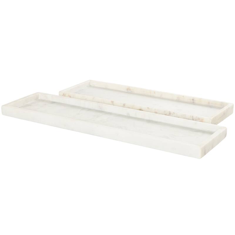 CosmoLiving by Cosmopolitan Marble Tray with Raised Border (Set of 2) - White, Black, Green