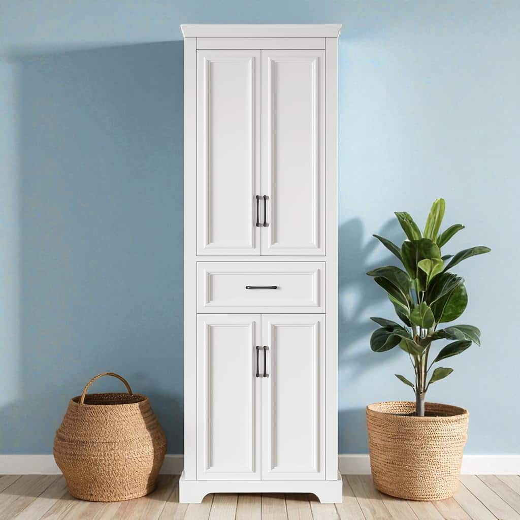 70.8 Inch Tall Freestanding Bathroom Cabinet with 4 Doors, 1 Drawer, Adjustable Shelves, Soft-Close Hinges