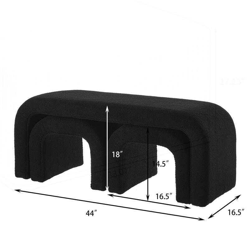 Set of 3 U-Shaped Modern Bench Teddy Ottoman