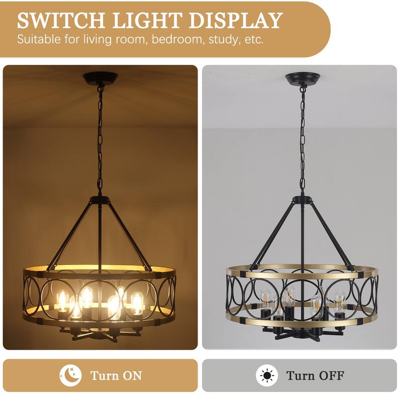 6-Light Candlestick Hanging Circle Linear Foyer Chandelier Lighting for Dining Room Kitchen Island