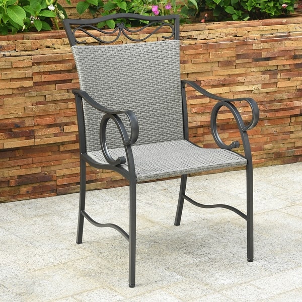 International Caravan Set of 2 Valencia Resin Wicker/Steel Bar Bistro Chairs International Caravan Set of 2 Valencia Resin Wicker/Steel Bar Bistro Chairs